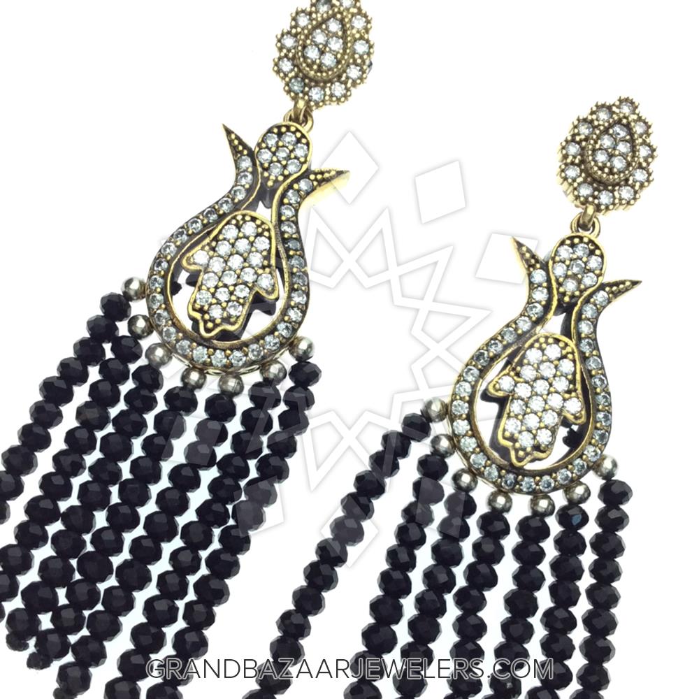 Long Beaded Gemstone Tassel Earrings GBJ49ER22843