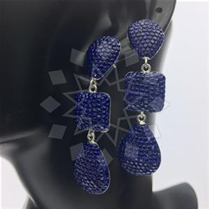 925 Sterling Silver Gem and Crystals Triple Drop Earrings