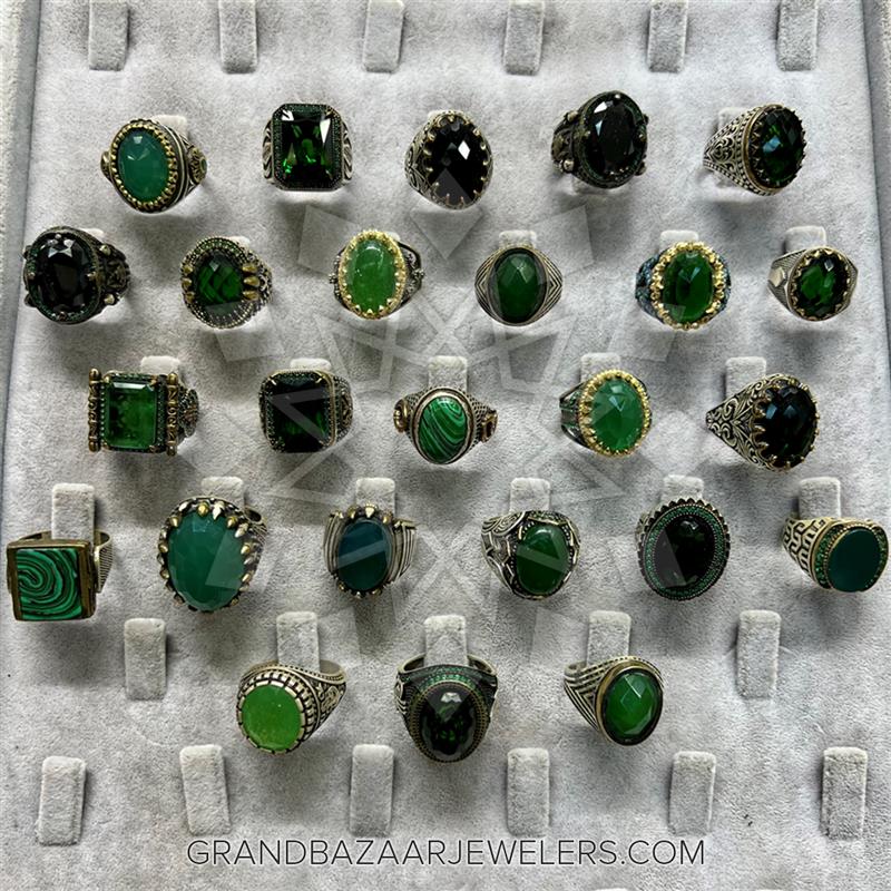 thumbnail image 2 of Babylon Silver Handmade 925 Sterling Ring – Genuine Green Tourmaline, Ottoman Style, All Sizes 2 of 5