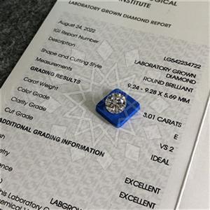 3.00 Carat VS1 E Color Lab Grown IGI Certified Ideal Cut Round Diamond