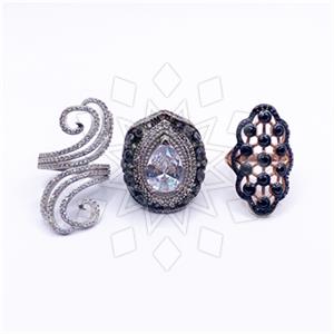 925 Sterling Silver Cocktail Fantasy Rings