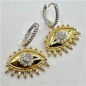 925 Sterling Silver Evil Eye Dangle Earrings