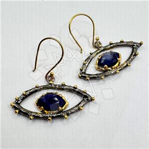 925 Sterling Silver Evil Eye Dangle Earrings