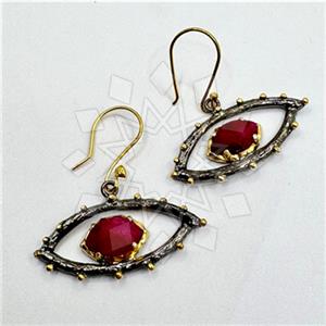 925 Sterling Silver Evil Eye Dangle Earrings