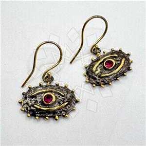 925 Sterling Silver Evil Eye Dangle Earrings