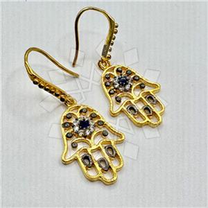 925 Sterling Silver Evil Eye Dangle Earrings