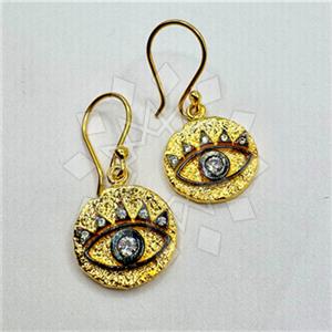 925 Sterling Silver Evil Eye Dangle Earrings