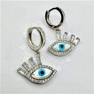 925 Sterling Silver Evil Eye Dangle Earrings