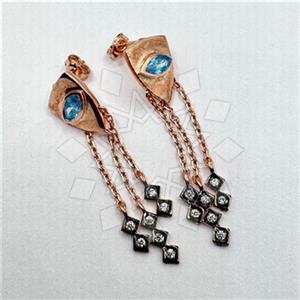 925 Sterling Silver Evil Eye Dangle Earrings