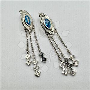 925 Sterling Silver Evil Eye Dangle Earrings