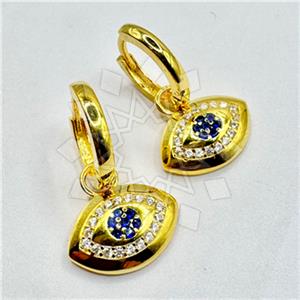 925 Sterling Silver Evil Eye Dangle Earrings