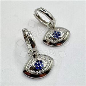 925 Sterling Silver Evil Eye Dangle Earrings