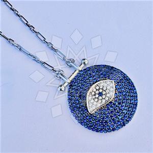 925 Sterling Silver Evil Eye Pendant Necklace