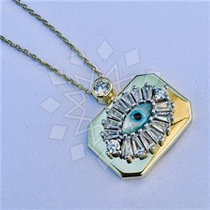 925 Sterling Silver Evil Eye Pendant Necklace