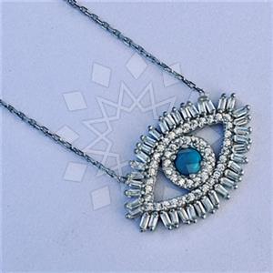 925 Sterling Silver Evil Eye Pendant Necklace
