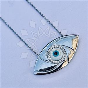 925 Sterling Silver Evil Eye Pendant Necklace