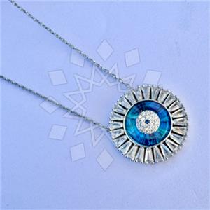 925 Sterling Silver Evil Eye Pendant Necklace