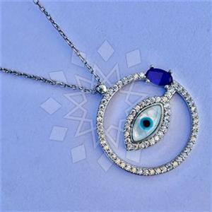 925 Sterling Silver Evil Eye Pendant Necklace