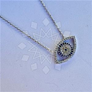 925 Sterling Silver Evil Eye Pendant Necklace