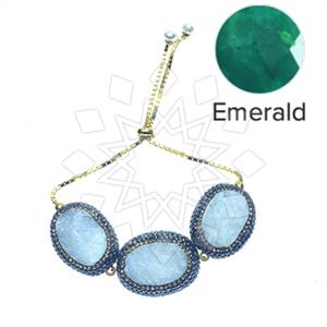 925 Sterling Silver Gem and Crystals Adjustable Bracelet