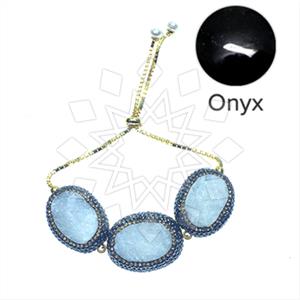 925 Sterling Silver Gem and Crystals Adjustable Bracelet