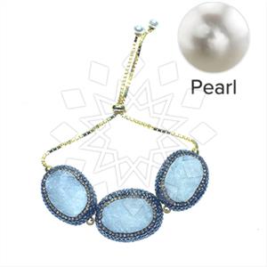 925 Sterling Silver Gem and Crystals Adjustable Bracelet