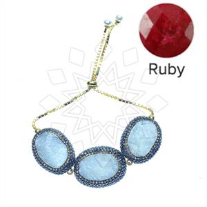 925 Sterling Silver Gem and Crystals Adjustable Bracelet