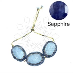 925 Sterling Silver Gem and Crystals Adjustable Bracelet