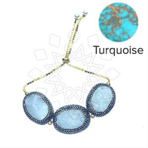 925 Sterling Silver Gem and Crystals Adjustable Bracelet