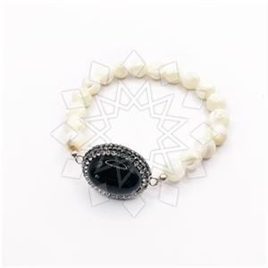 925 Sterling Silver Gem and Crystals Beaded Bracelet