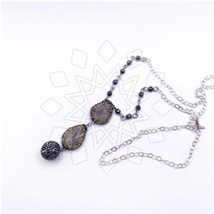 925 Sterling Silver Gem and Crystals Beaded Necklace