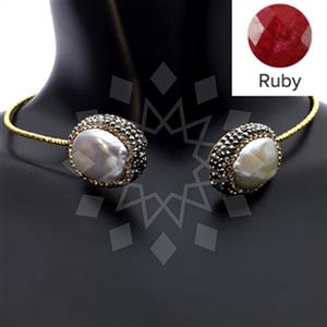 925 Sterling Silver Gem and Crystals Choker Necklace