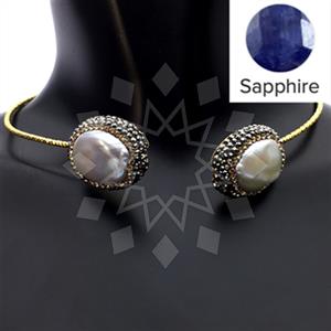 925 Sterling Silver Gem and Crystals Choker Necklace