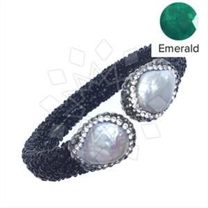 925 Sterling Silver Gem and Crystals Cuff Bracelets