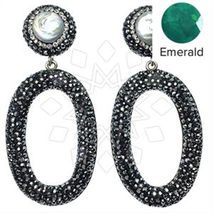 925 Sterling Silver Gem and Crystals Dangle Earrings