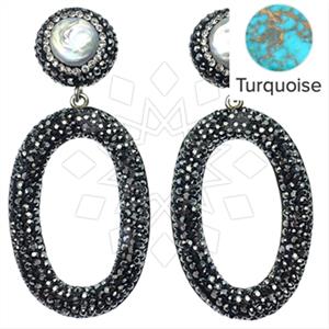 925 Sterling Silver Gem and Crystals Dangle Earrings