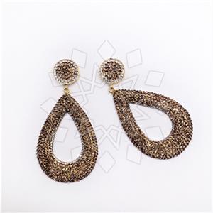 925 Sterling Silver Gem and Crystals Dangle Earrings