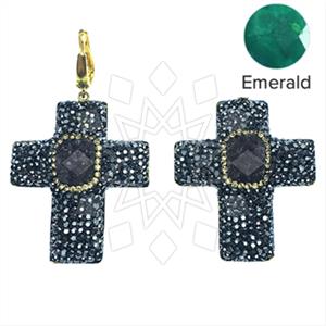 925 Sterling Silver Gem and Crystals Dangle Earrings