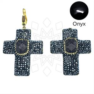 925 Sterling Silver Gem and Crystals Dangle Earrings