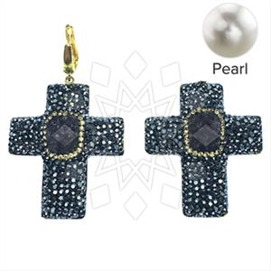 925 Sterling Silver Gem and Crystals Dangle Earrings