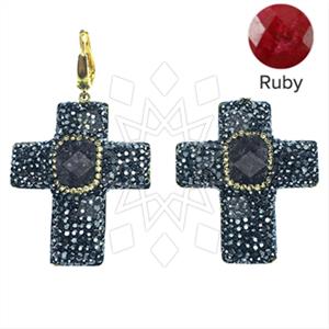 925 Sterling Silver Gem and Crystals Dangle Earrings