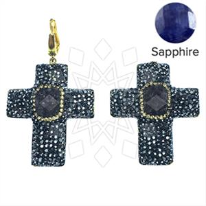 925 Sterling Silver Gem and Crystals Dangle Earrings