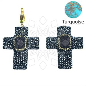 925 Sterling Silver Gem and Crystals Dangle Earrings