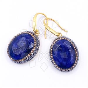 925 Sterling Silver Gem and Crystals Dangle Earrings