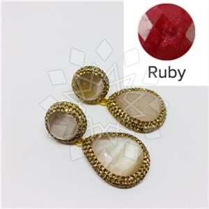 925 Sterling Silver Gem and Crystals Double Drop Earrings