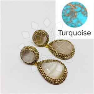 925 Sterling Silver Gem and Crystals Double Drop Earrings