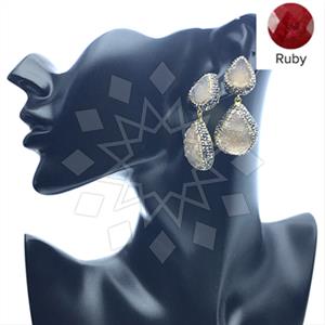 925 Sterling Silver Gem and Crystals Double Drop Earrings
