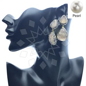 925 Sterling Silver Gem and Crystals Double Drop Earrings