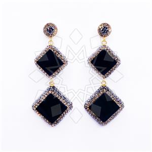 925 Sterling Silver Gem and Crystals Double Drop Earrings