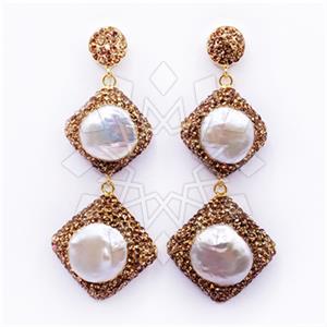 925 Sterling Silver Gem and Crystals Double Drop Earrings